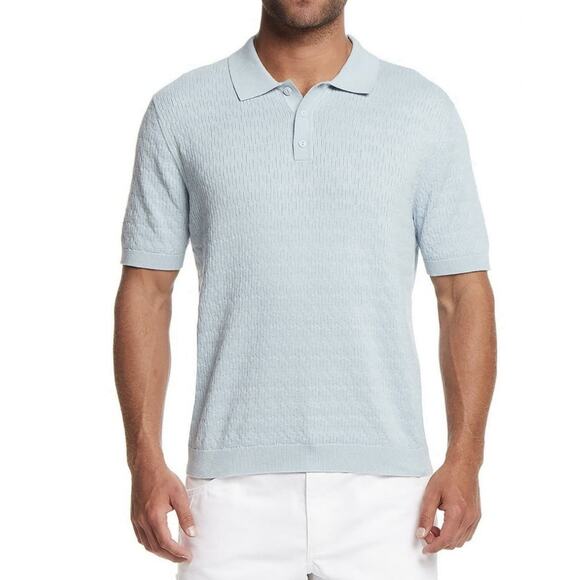 Weatherproof Men's Staggered Rib Short Sleeve Polo Size XXL Blue - Picture 1 of 5
